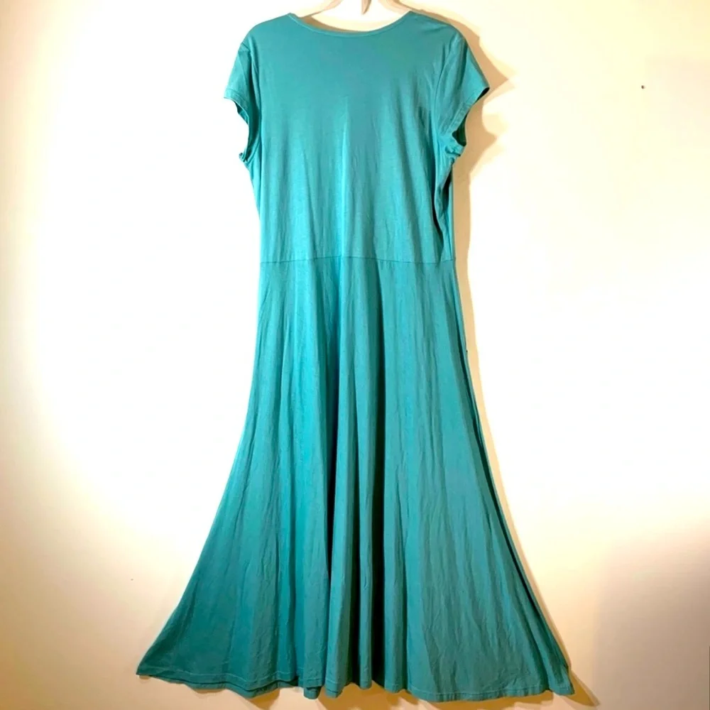 Peruvian Connection Hannah Maxi dress L sea foam green  cap sleeve semi fitted - Picture 6 of 10